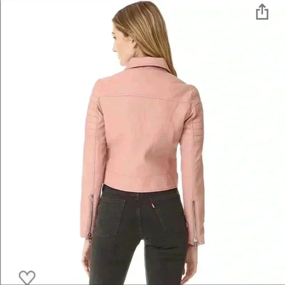 NWT Blank NYC Pink Faux Leather Moto Biker Jacket Zip Up Collared Mauve Sz L - Picture 5 of 16